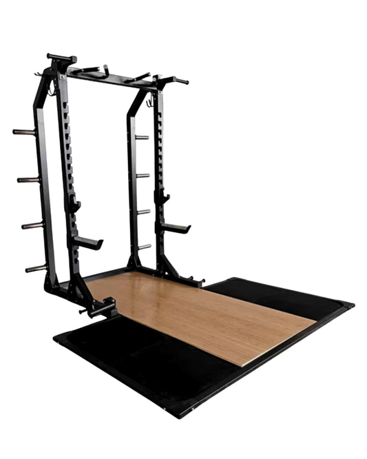 HALF RACK CON PLATAFORMA PARA LEVANTAMIENTO OLIMPICO