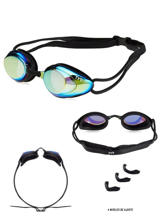 LENTE NATACIÓN CARRERAS ESPEJO BLACKHAWK RACING JUVENIL ADULTO UNISEX