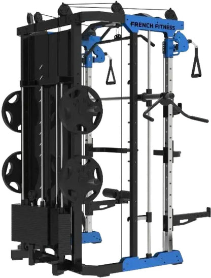 MÁQUINA DE GIMNASIO FRENCH FITNESS FSR60 SMITH, CON CABLE Y SOPORTE PARA SENTADILLAS NEW