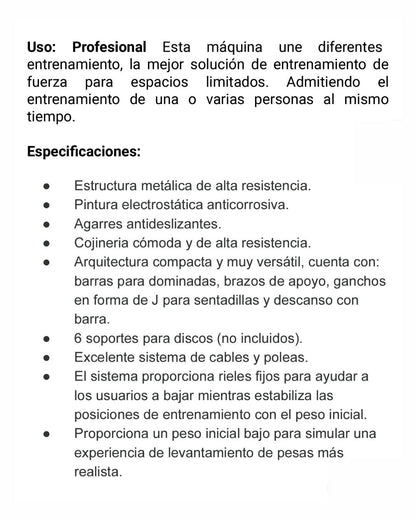MAQUINA SMITH RACK JAULA MULTIFUNCIONAL
