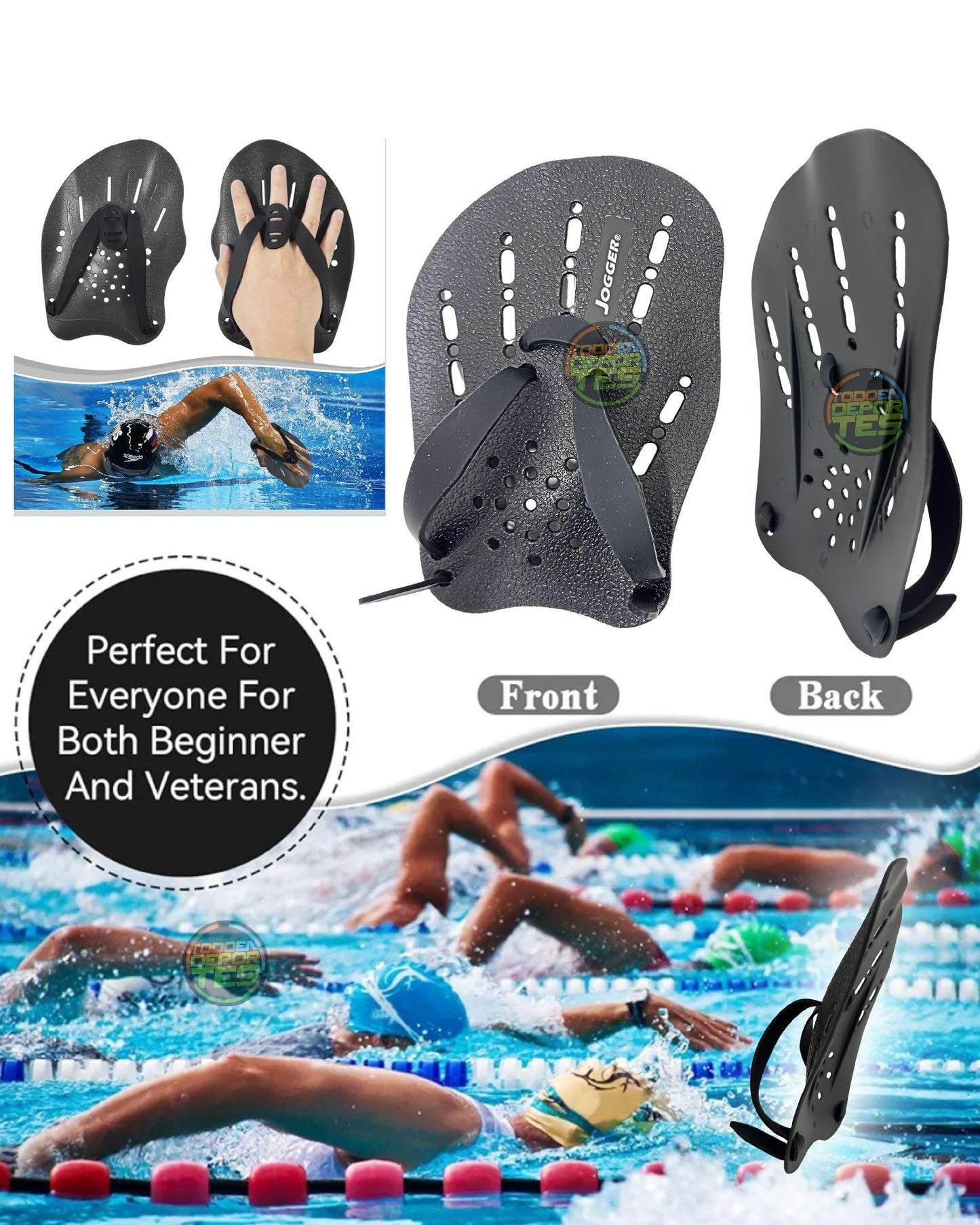 PALAS MANOPLAS DE NATACIÓN AJUSTABLE ENTRENAMIENTO UNISEX
