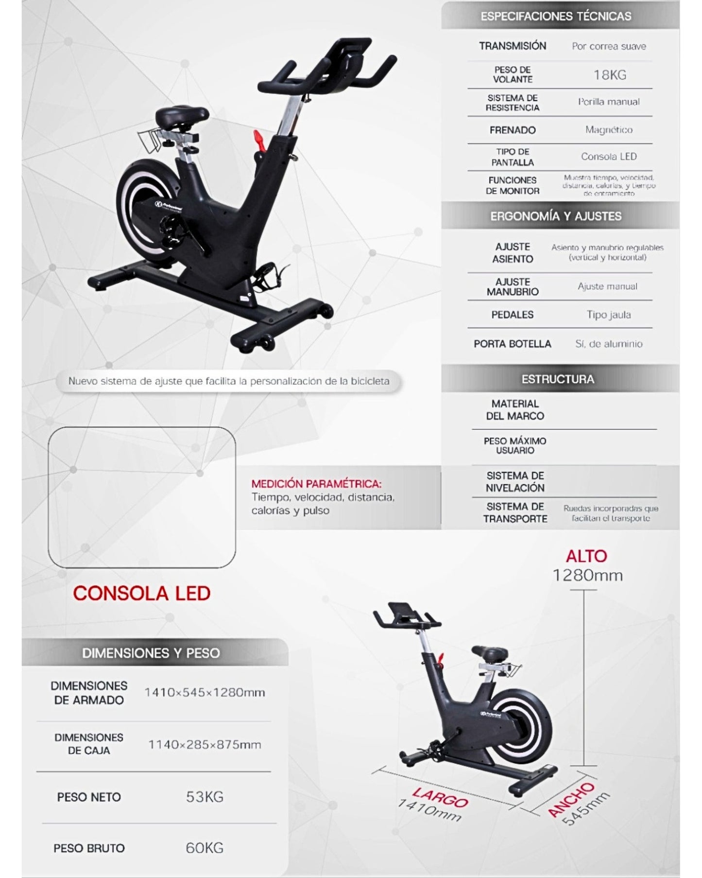BICICLETA DE SPINNING K6 PROFESSIONAL OLIMPIA V2