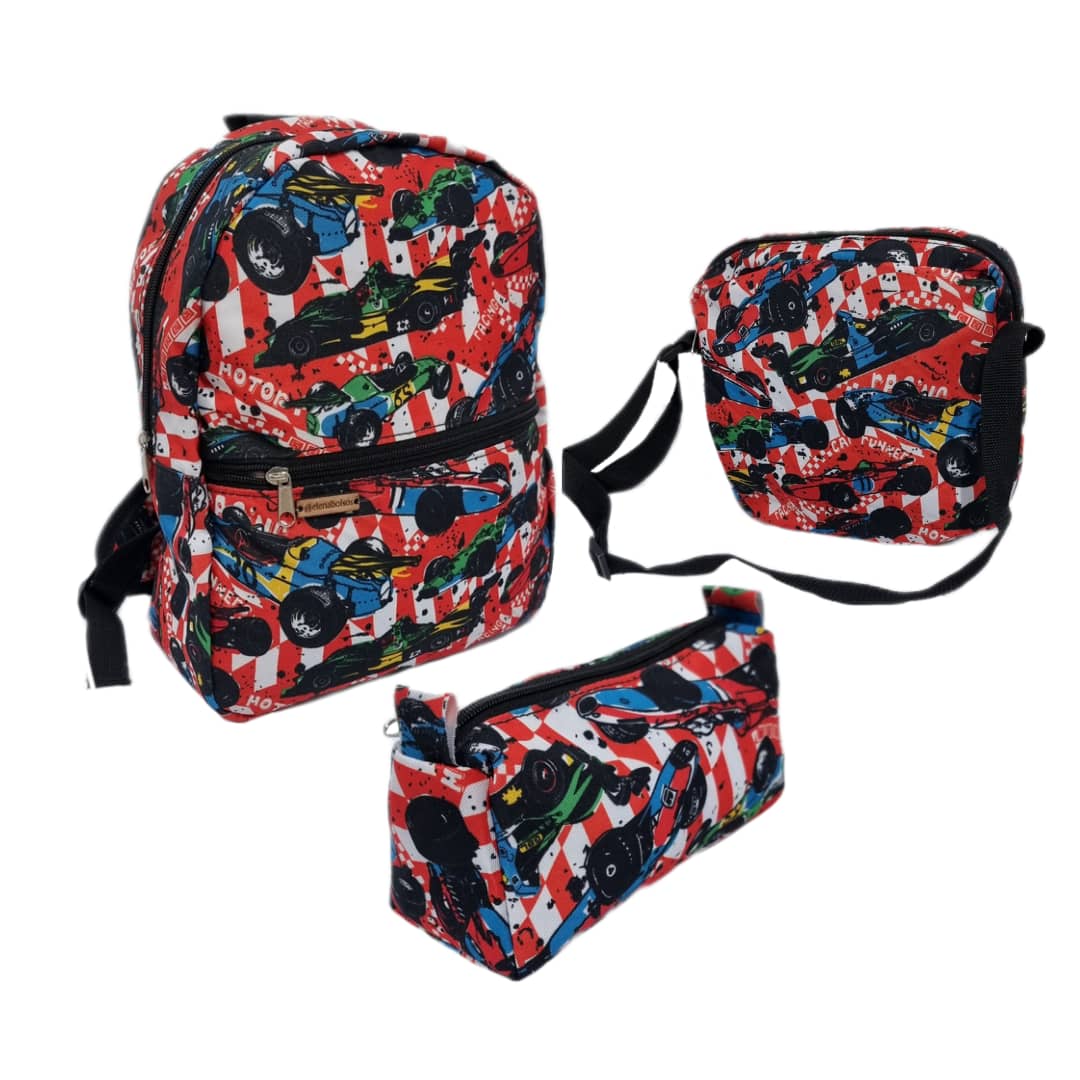 MORRAL + LONCHERA + CARTUCHERA - CARRITO