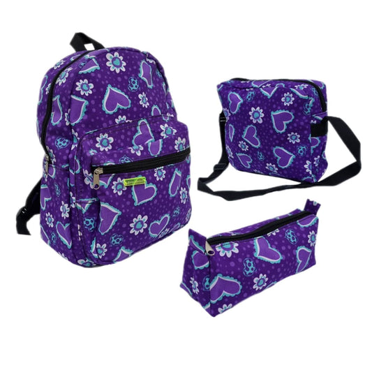 MORRAL + LONCHERA + CARTUCHERA - CORAZÓN